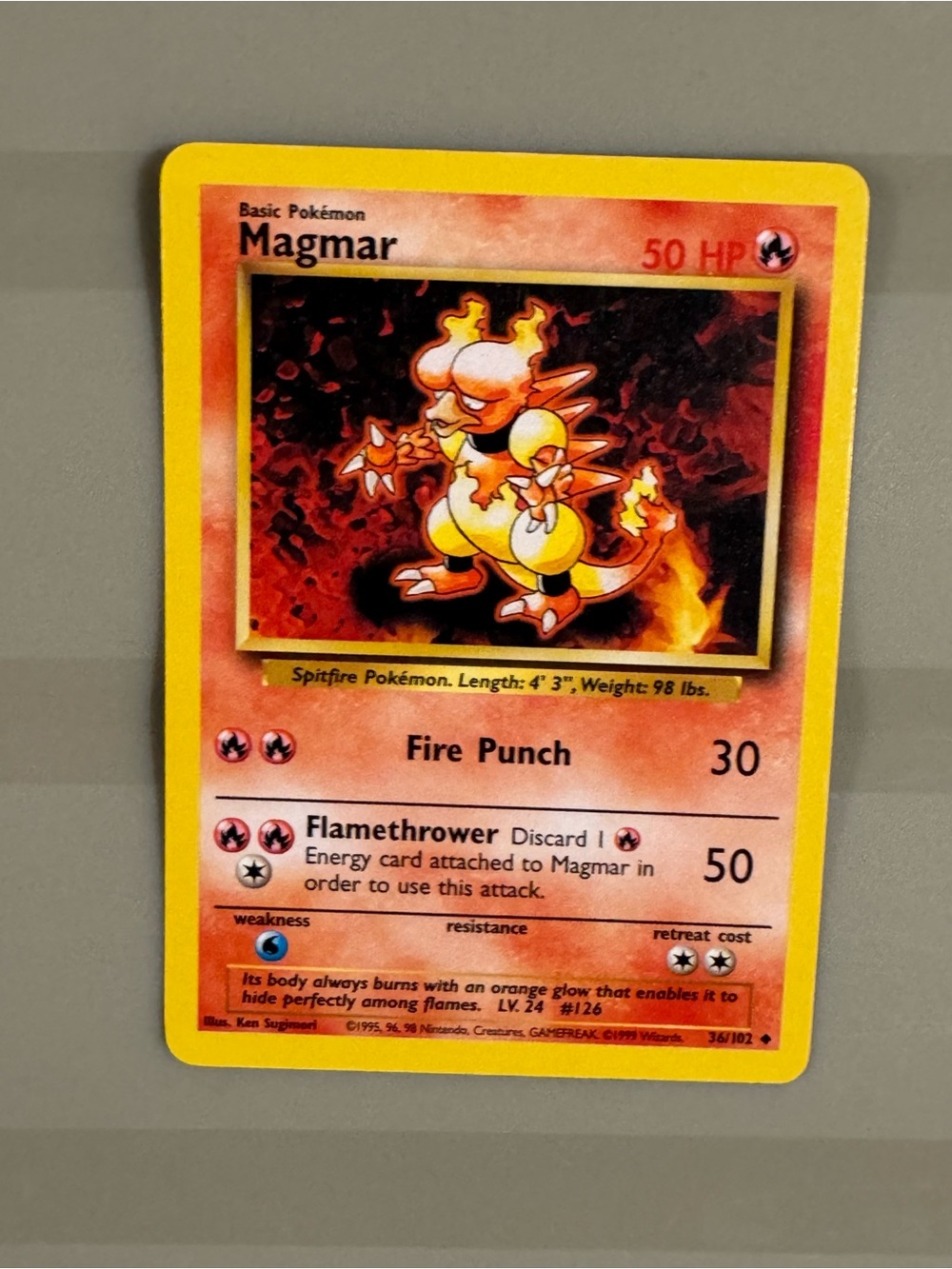Pokemon Magmar Trading Card — Yellow, Red, Orange